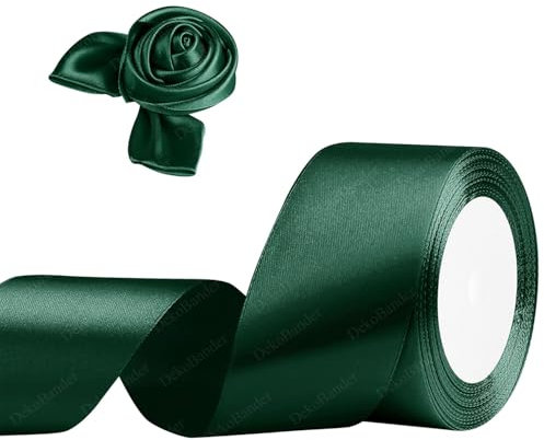 Geschenkband Dunkelgrün 50mm x 23m Satinband Dunkelgrün Schleifenband Geschenkband Satinbänder für Geschenkverpackungen, Basteln, DIY, Nähen, Brautparty-Dekoration, Christbaumschmuck