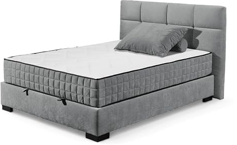 NAGOL A Boxbett 140x200, Anthrazit - Bequemes Bett mit Bettkasten und Premium 9-Zonen-Federkern Wendematratze - 165 x 114 x 214 cm (B/H/T)
