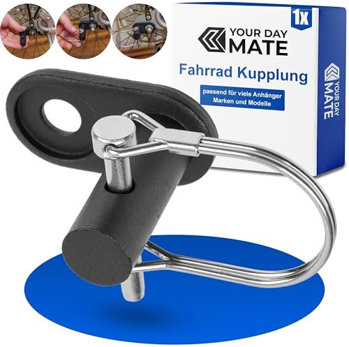 Fahrradanhänger Kupplung, 1 Set, Schwarz, mit Sicherheitssplint, passend für viele Anhänger Marken und Modelle, Fahrradkupplung Hänger, Adapter hinten Deichsel Hinterrad, Fahrrad Anhängerkupplung