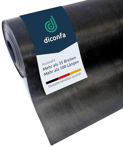 diconfa Feinriefenmatte Gummimatte 3mm stark - BREITE 0,1m bis 2m - LÄNGE 0,05m bis 10m - Auswahl 0,7m x 1,5m (700mm x 1500mm) - Feinriefe Gummi Antirutsch Rillenmatte Meterware rutschfest