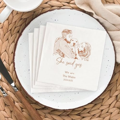 Personalisierte Servietten für Hochzeiten, mit Foto, Name, Logo, Bild, individuelle Cocktail-Servietten, Papierservietten für Geburtstag, Verlobung, Babyparty, Brautparty, Party, individuelle