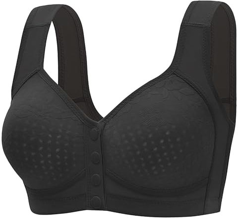 Generico Reggiseno con Ferretto Imbottito Seno in Silicone Reggiseni da Donna con Chiusura a Scatto Frontale Senza Cuciture, Copertura Totale, Senza Ferretto, Reggiseno Fascia Imbottito (Black, 44)