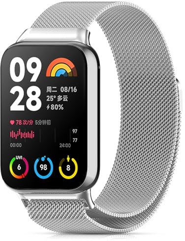 CHANRASI Metall Armband Kompatibel mit Xiaomi Redmi Watch 5/Xiaomi Mi Band 9 Pro/Xiaomi Mi Band 8 Pro/Redmi watch 4,EIN-klick-Verbindung Loop Magnetisches Band Silber