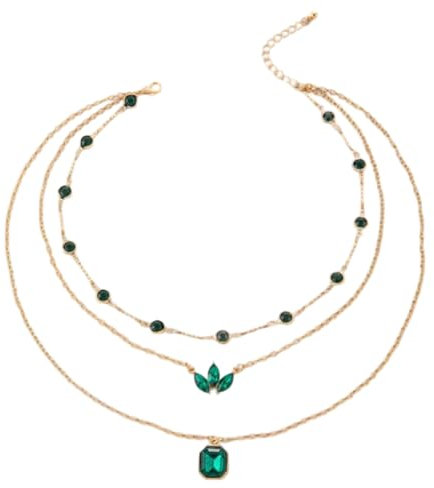 Girls accessories 925 Sterling Silver Green Leaf Necklace For Women And Girls, Green Leaf Shaped Neck Chain Green Four Leaf Clover Pendant Leaves Plant Green Crystal Leaf Pendant, Short Leaf Necklace