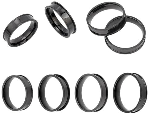 HOBBIESAY 4 Stück Schwarze Ringrohlinge Edelstahl Rillenringe Rohling Kernring Rund Leer Ring Inlay Fingerringe Für Schmuckherstellungmann Frauen Geschenk DIY Handwerk