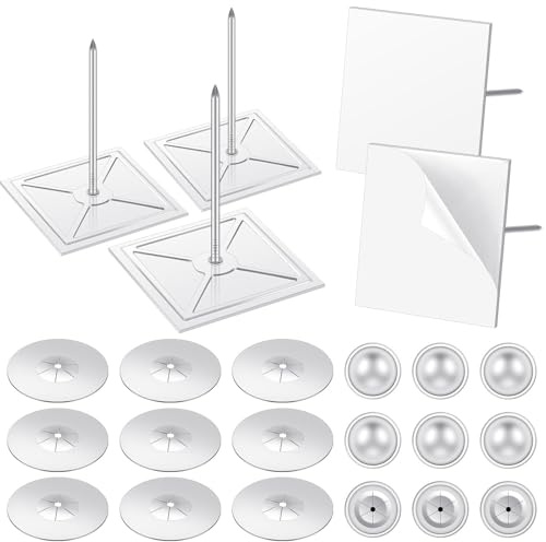 50 Set Insulation Pins 2.5 Inch Self Stick Heavy Duty Hangers Base | Self Locking Washers & Dome Caps, Strong Adhesive Fasteners for Foam Board Wall Ceiling & Duct Insulation
