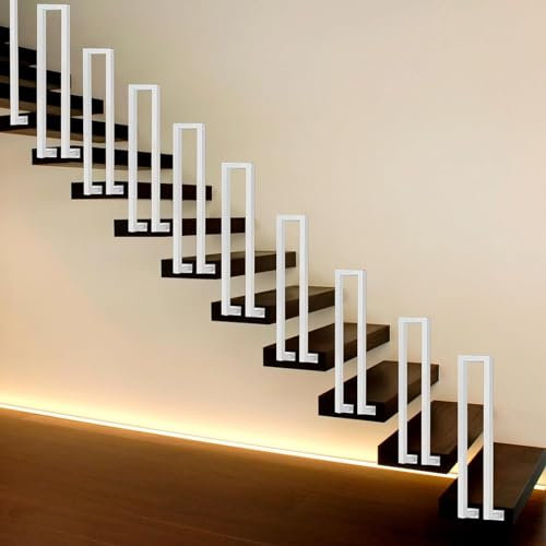 Barandilla Escalera Forma U Exterior, Pasamanos Negro, Barandillas Escaleras de Hierro para Interiores, Pasamanos Escalera Forma de U(Blanco L, 100cm)