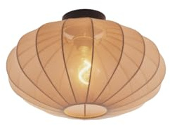Qazqa Japandi Deckenleuchte, Deckenlampe - Bida - Braun, Rund, 42cm, Ideal als Flur, Schlafzimmerlampe, Wohnzimmerlampe und childrens room