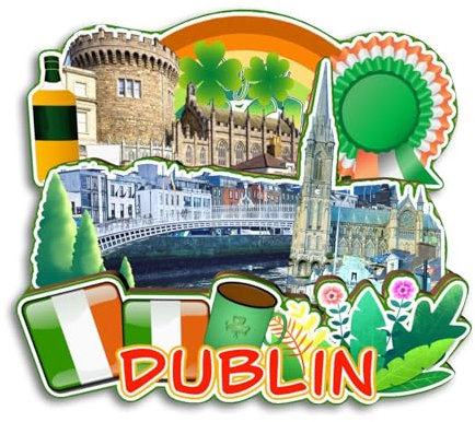 Quwsne Fridge Magnet Dublin Ireland Fridge Magnet City Travel Souvenirs Tourist Gifts Classic 3D Landmarks Handmade Home Decor -3942