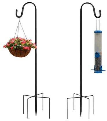 2 Pack Shepherds Crook Hooks for Garden Lights, 120CM Metal Stake Stand Hook for Solar Lights, Lanterns, Plant Basket