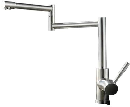 TIEOAXFT Küchenspüle-Wasserhahn, erweitert, flexibel, zusammenklappbar, komplett aus Edelstahl, Topffüller-Wasserhahn, Wassermischer, Waschtischarmaturen