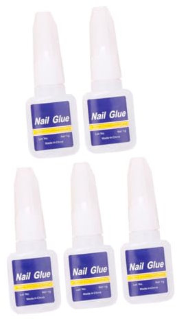 SKISUNO Colle à Ongles Au Pinceau 10 g Lot De 5 Très Résistante Pour Manucure Et Nail Art Facile à Appliquer Pour Usage Personnel Et Professionnel Colle Pour Faux Ongles