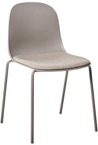 Beliani Konferenzstühle 2er Set Kunststoff beige/Taupe Stoffsitz Metallbeine stapelbar Dorr