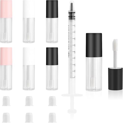 7 Stück Leere Lipgloss Behälter Leere Kosmetik Tuben Mini Transparente Kosmetik Behälter 1.2ml Nachfüllbare Lipgloss-Röhrchen für Lippenstift Proben Lippenbalsam Make up Reise