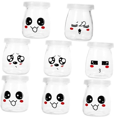 MAGICLULU 8 Pièces Bouteilles Verre pour Yaourt et Gelée Designs pour Transparentes et