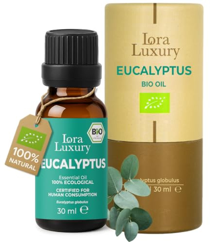 Eukalyptusöl Bio 30ml – Ätherisches Öl 100% Natürlich & Lebensmittelgeeignet – Eucalyptus globulus – Vegan, Glutenfrei, Aromatherapie, Kosmetik, innerliche Anwendung