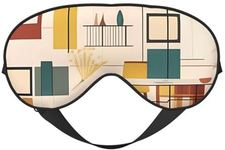 Mid Century Moderne doppelseitige Schlafmaske aus Seide, verstellbare lichtblockierende Augenmaske für Reisen, Männer und Frauen, weiche, bequeme Augenbinde, 20 x 10 cm
