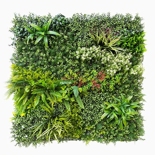 SYNTHAIETIK Lot de 5 Murs Artificiels Modèle Prairie Color Son Feuillage Fleuri Multicolore (Verts, Blanc, Corail et Rouge) apporte Une Ambiance Unique (1m x 1m, 5, Unite)