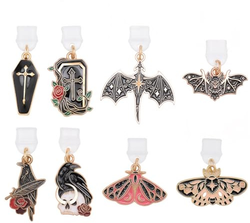 BEAMARKER 8 Stück Charms Für Gothic Thema Staubschutzstecker Kompatibel Mit E Reader Telefon Typ C Ladeanschlüssen Geschenk Für Buchliebhaber Leser Männer Frauen Lehrer Studenten