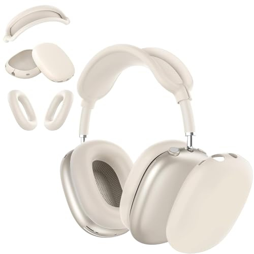 3-in-1 Silicone Case Cover for Apple AirPods Max Headphones, AirPod Max Accessory Protective Cover, Headband/Ear Cups/Ear Pad Covers, Anti-Scratch and Sweatproof (Starlight)