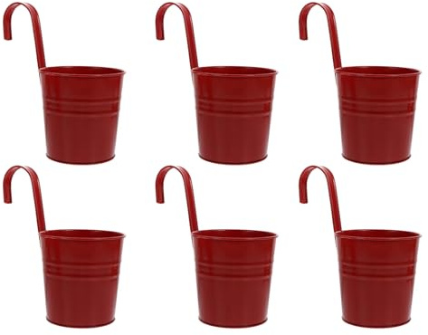 Artibetter Maceteros Resistentes al Óxido y Desmontables Exterior 6 Piezas Colgantes de Hierro Rojo para Decoración de Jardín E Interior