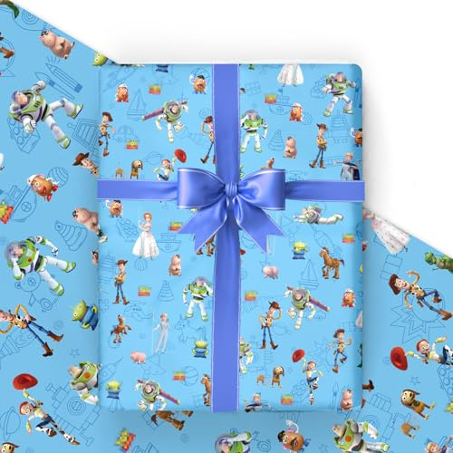 Wrapping Paper 5 Sheets- 50*70cm Cartoon Wrapping Paper Sheets, Gift WrappinG PapeR for Present Gift Wrap Pack for Birthday, Recyclable BirthDay WrapPing PapER for Kid Boy Girl Party Favor Decorations