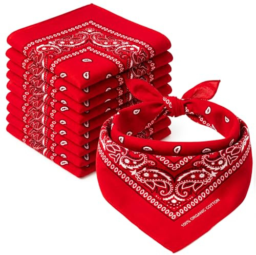 AURAE 10 Pack Bandana – 100% Baumwolle & Natürliche Fasern – Halstuch Ohne Polyester – Hochwertig, Weich, Langlebig & Waschmaschinenfest – Bandana Herren & Damen – Unisex & Kinder