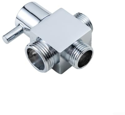 Umschaltventil Dusche Adapter Messing 3 Wege Umstellerventil mit 1 Einlass und 2 Auslässen für Regendusche und Wasserhahn(Silver)