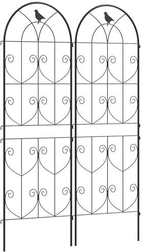Outsunny Rankgitter Metall Rostfrei für Kletterpflanzen 50x150 cm Schwarz | Metall, 2er Set, zum Stecken, Rankhilfe mit Vogeldesign, Spalier für Zimmerpflanzen, Pflanzenspalier für Tomaten, Blumen