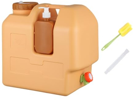 Fiocias Camping Wasserbehälter mit Auslauf Wasserkanister Trinkwassertank Und Tragbarem Wasserfass Aus Robustem Pe Material mit Eingebautem Seifenspender Und, 20l mit Bürstenschlauch