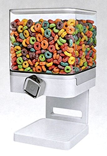 Double/Single Cereal Dispenser Dry Food Container Machine/Storage Holds 19 Ounces Food (Single Dispenser White)