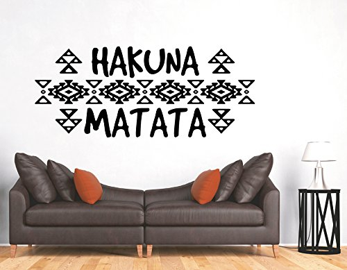 tjapalo® s-pkm393 Wandtattoo Wohnzimmer mit Wandspruch Sprüche Hakuna Matata (B120 x H49 cm)