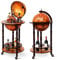 GOPLUS Supporto per Bottiglia Portabottiglie Scaffale per Vino Stocaggio del Vino a Forma di Mappamondo Artistico Supporto di Legno con 3 Ruote (Marrone)