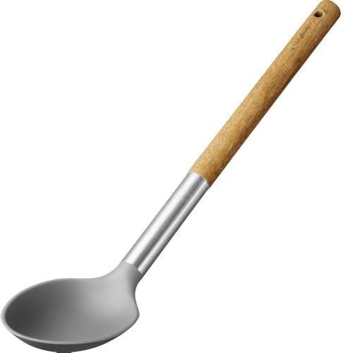 Wood Servierlöffel aus Nylon, mit Holzgriff, 34 cm, Größe Braun/Grau
