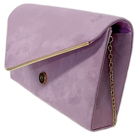 Leah Ward Women's Clutch Bag Wedding Evening Handbags Suede Night Out Purse 1616 (Lilac)
