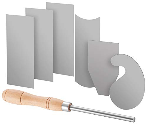 Fulton Scraper Burnisher with 6 Piece Multi-Shaped Scraper Set 3 Rectangle 1 Beveled 1 Curved (Convex and Concave) and 1 Gooseneck Scraper