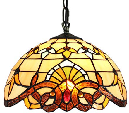 Pendelleuchte Vintage Tiffany-Stil Esszimmer Hängelampe, Modern Wohnzimmer Leuchte, Küchenlampe, Esstischlampe, Schlafzimmer Lampe Runde Rustikal Industrie Glas-Schirm, 90cm Höhenverstellbar, L30cm