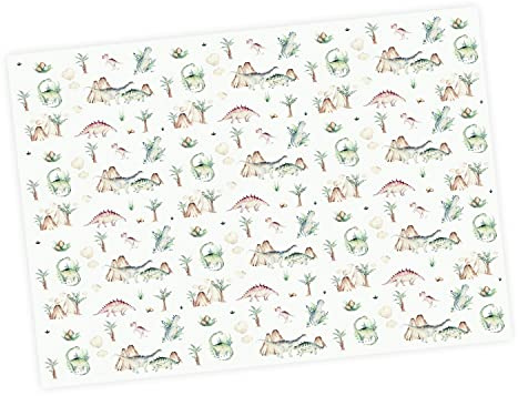 5 Bögen Geschenkpapier - Größe je Bogen 84,1 x 59,4 cm Kinder Geburtstag Mädchen Junge Geschenkverpackung (Dinosaurier)