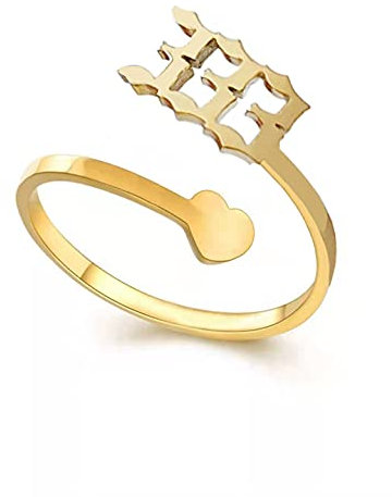 AJRUIER Einstellbarer Engelszahlen Ring für Frauen, Zahl 333, Ring, Goldkette, Numerologie, brillantes Schmuckgeschenk