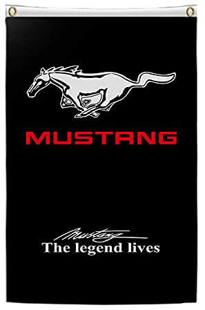 Flagge für Mustang-Fans mit galoppierendem Pferd, The Legend Lives Banner (1,5 x 0,9 m, strapazierfähiges, strapazierfähiges 150D Polyester), 2 Messingösen, Banner für den Außenbereich