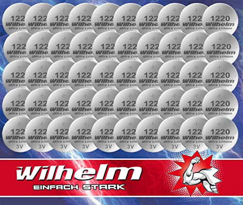 50 x CR1220 CR 1220 WILHELM Lithium Knopfzelle 3V 40mAh ø12x2,0mm Batterie DL1220