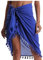 Vestidos Verano Mujer de Playa Semi-Transparente Ropa de Baño Bañador de Gasa Falda Corta con Borlas Joyas Azules