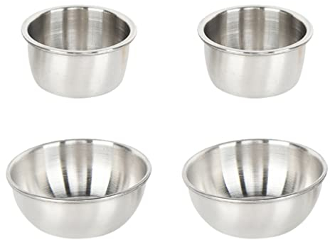 Cabilock 4 Pièces Tasse De Sauce Bol à Condiments Barbecue Soucoupe D'assaisonnement Saucière en Métal Coupelles à Sauce Individuelles Plat De Ketchup Acier Inoxydable Légume Petits Outils