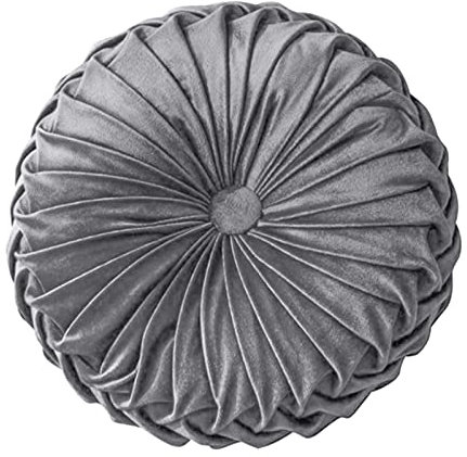 Hotgreenpepper Handcrafted Kürbis-rundes Kissen-Samt-Plissiertes Couch-Kissen für Ausgangssofa-Stuhl-Bett-Boden