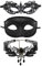 JewelryWe Schmuck 3 PCS Maske Halskette Set Schwarz Sexy Paar Venezianische Spitze Augenmaske Gothic Choker Kette Halsband Damen Maskerade Kostüm für Halloween Karneval Party Cosplay