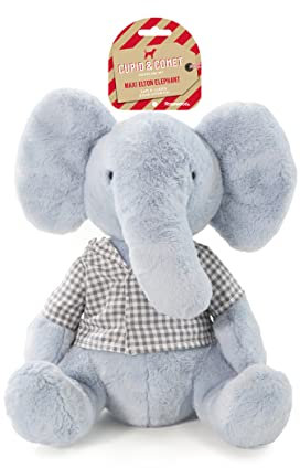 Rosewood Maxi Elton Elephant, Christmas Crinkle Plush Dog Toy, Blue Gingham, 32cm x 31cm