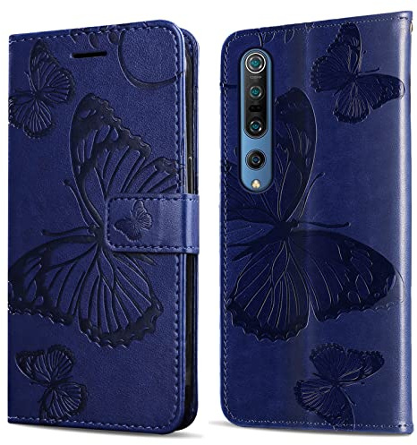 DENDICO Hülle für Xiaomi MI 10 / MI 10 Pro, PU Leder Magnetverschluss Flip Handyhülle Schutzhülle mit Standfunktion und Kartenfach für Xiaomi MI 10 / MI 10 Pro, Blau