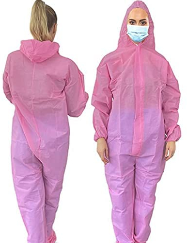 BICAP 10 x Einweg Overall | Maleroverall Schutzanzug für leichte Malerarbeiten, Lackierarbeiten, Reinigungsarbeiten | Maleranzug Schutzkleidung Lackieranzug Einweganzug Overall mit Kapuze (Rosa, S)