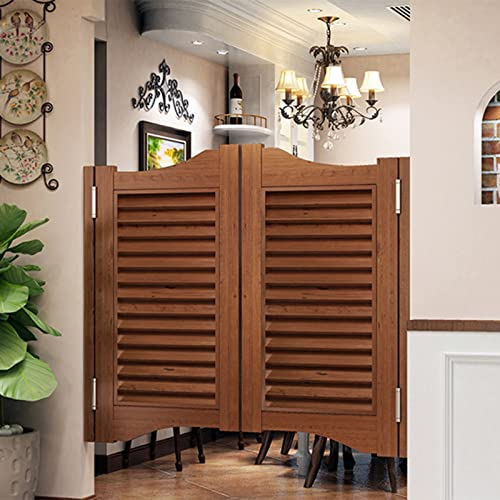 ViolaDresses Porte Battante Portes Battantes de Café de Salon Brun pour Le Salon, Cuisine Rétro en Bois Massif Épais Demi-Taille Western Petite Porte, pour Entrepôt sous-Sol Emporium