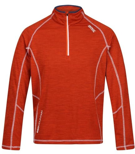Regatta Mens Yonder Quick Dry Moisture Wicking Half Zip Fleece Jacket (S) (Rusty Orange)